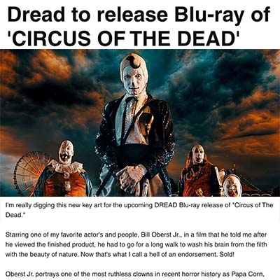 Dread to release Blu-ray of 'CIRCUS OF THE DEAD'
